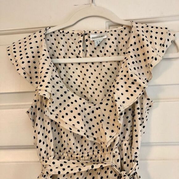 Motherhood Maternity Cream With Black Dots Blouse Waist Belt - Picture 2 of 13